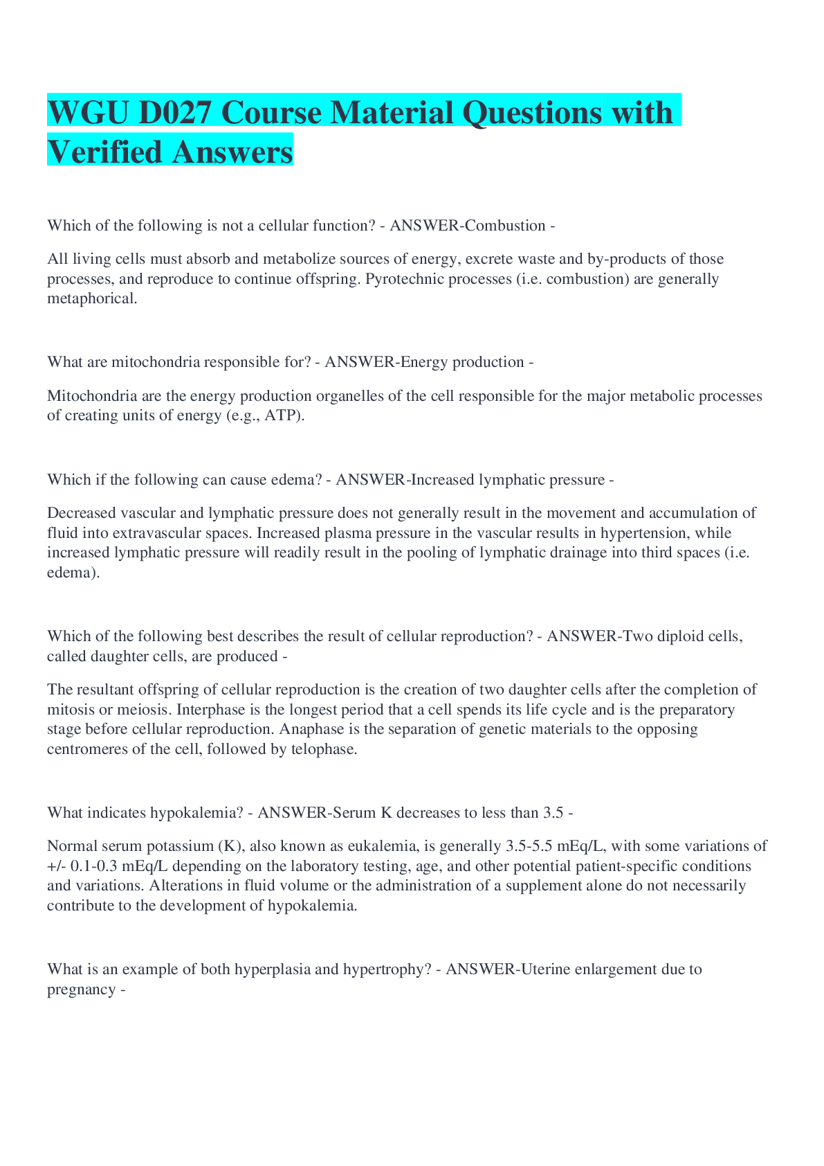 Preview image for WGU D027 Course Material Questions with Verified Answers